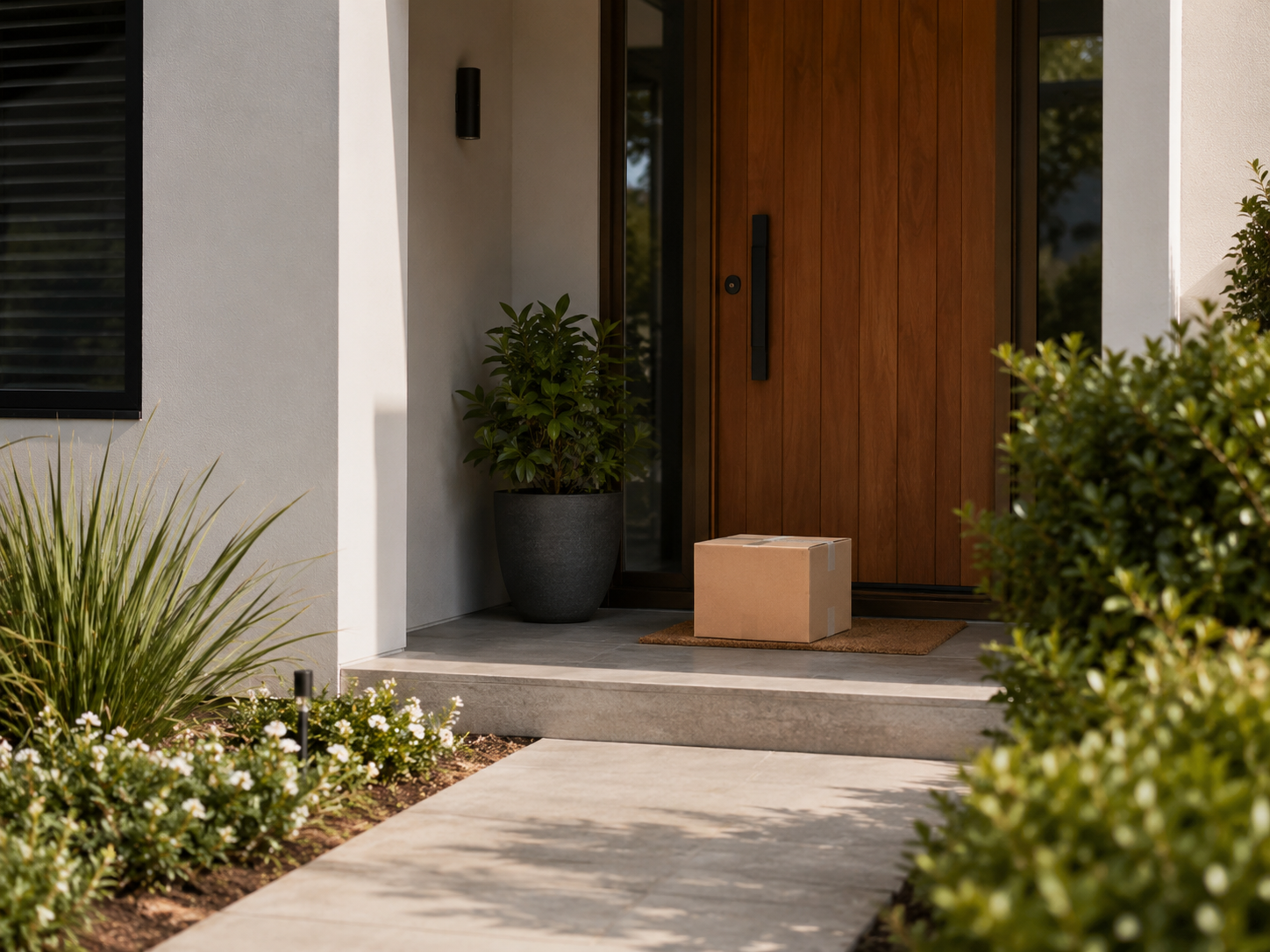 Parcel left beside the front door of an Australian home while nobody is home