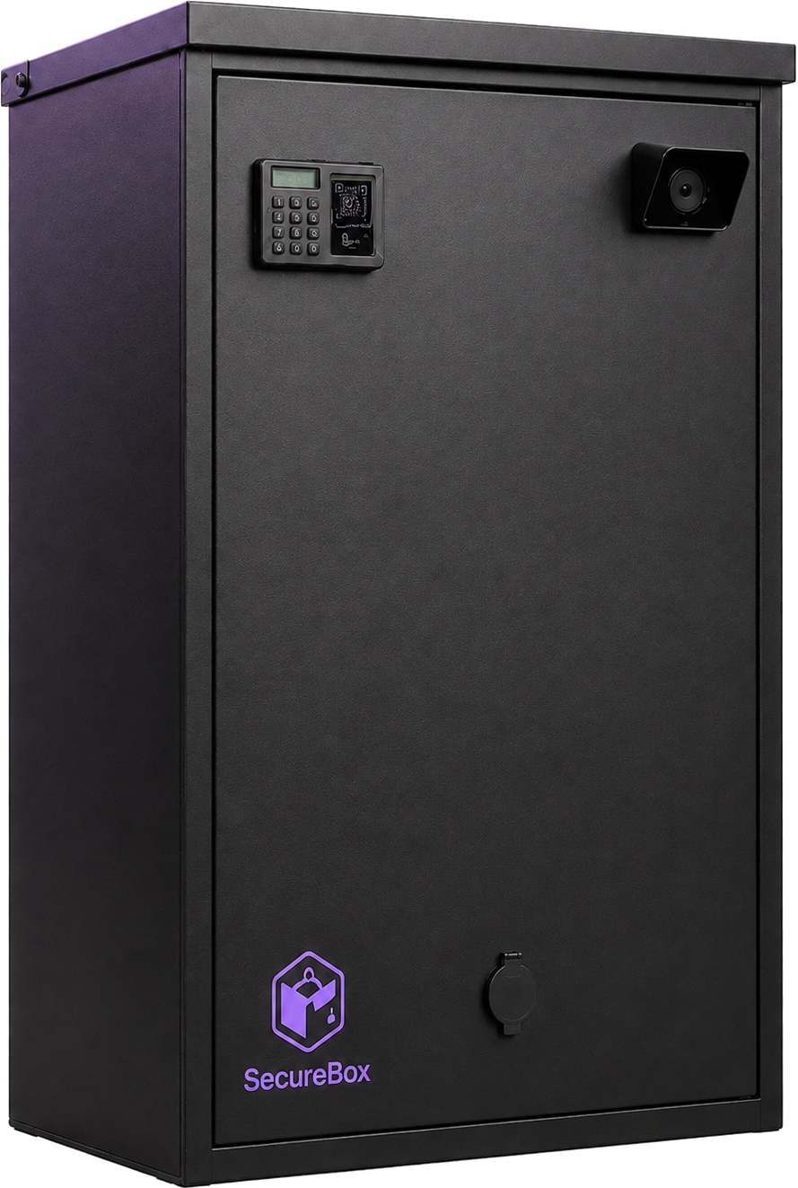 SecureBox tall unit with keypad, QR scanner and camera